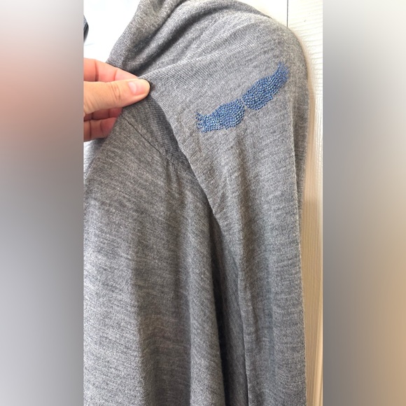 ZADIG & VOLTAIRE 100% Merino Wool Cardigan Sweater Embellished Wings Studded Ana - Picture 5 of 14